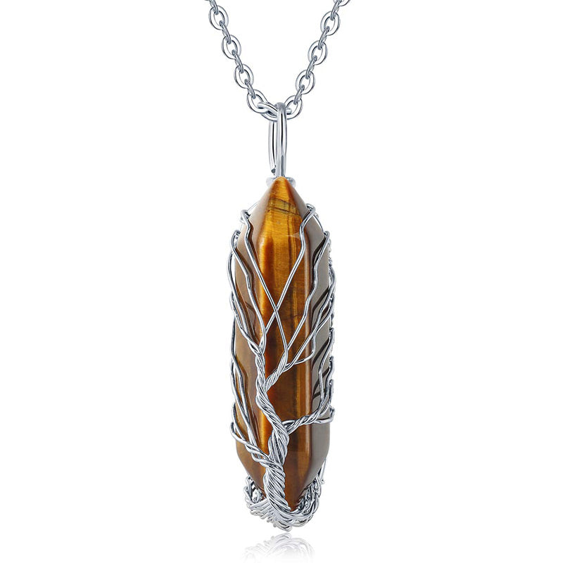 Elegant Tree of Life Gemstone Necklace with Sparkling Crystals - Elara 