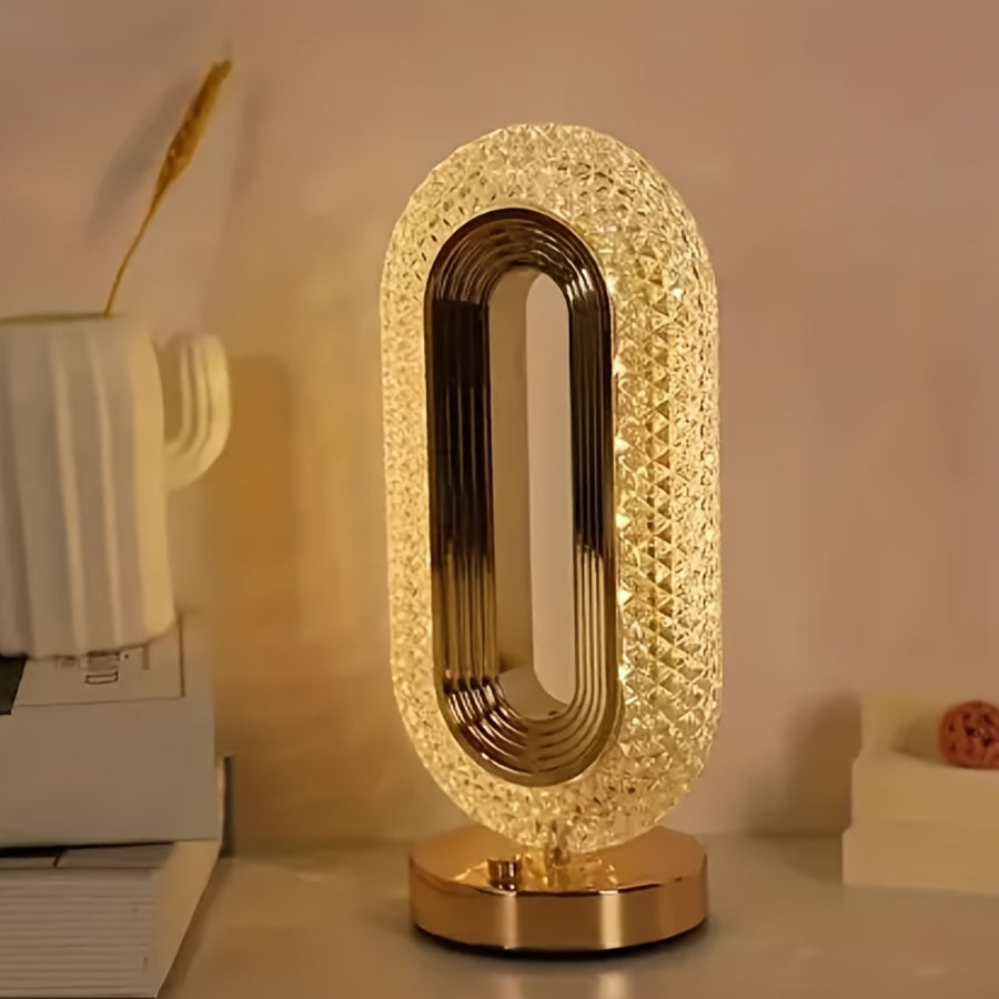 LuxeGlow – Elegant Oval Crystal Table Lamp