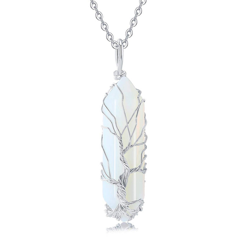 Elegant Tree of Life Gemstone Necklace with Sparkling Crystals - Elara 
