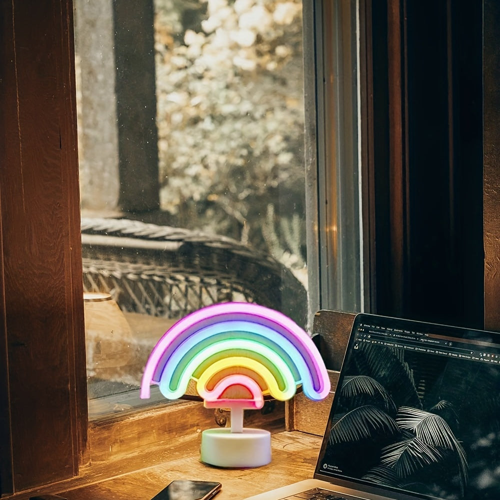 RainbowGlow – Modern Neonregnbåge med Designfot