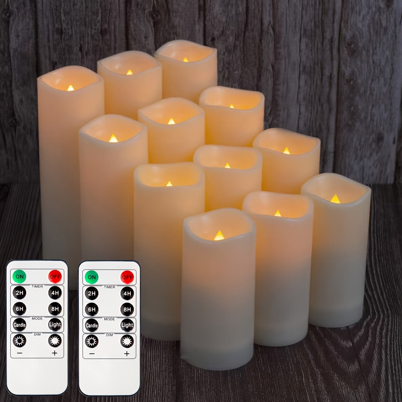 GlowFlame - Set of 12 LED lights with remote control