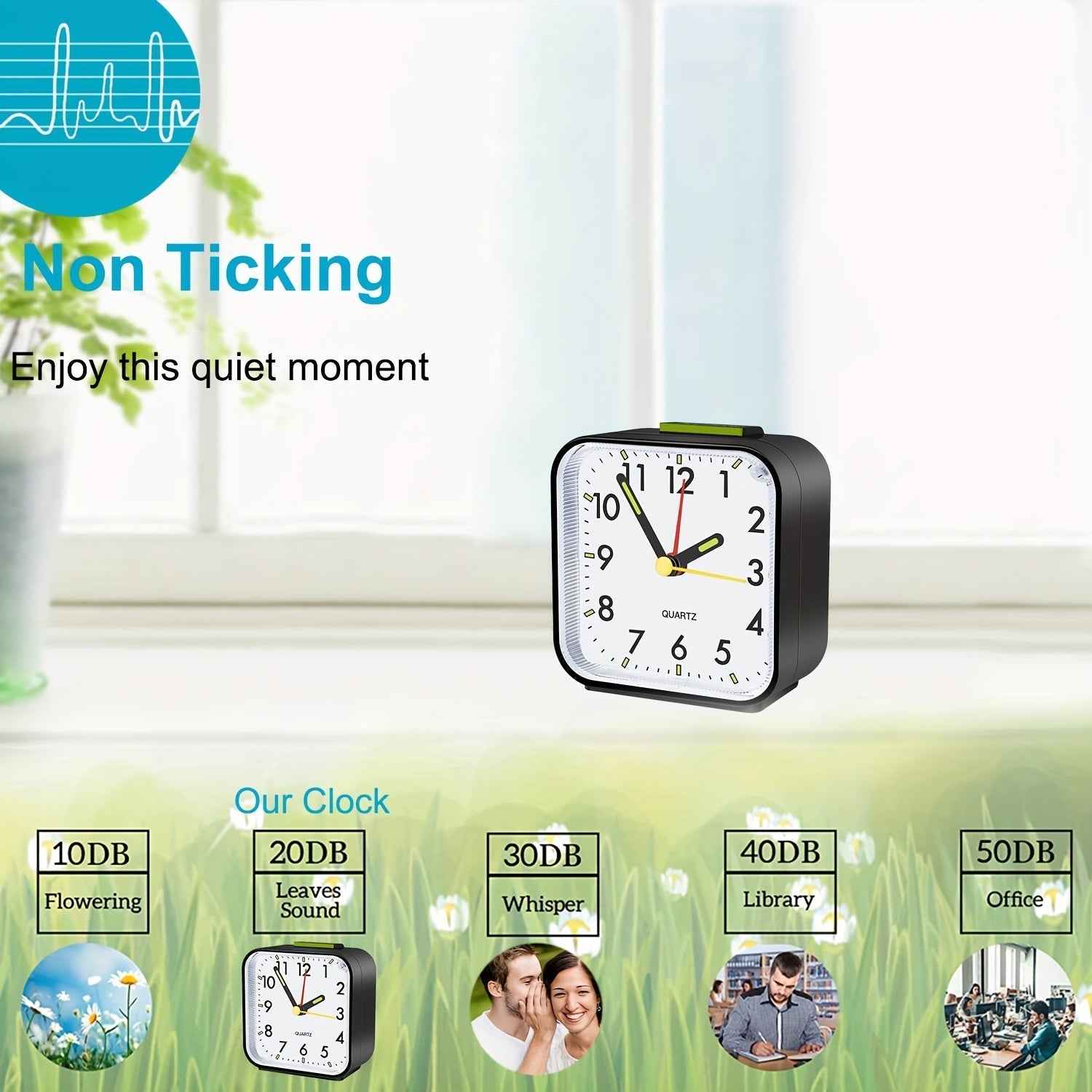 TimeRest Alarm Clock - Classic Square Travel Alarm Clock
