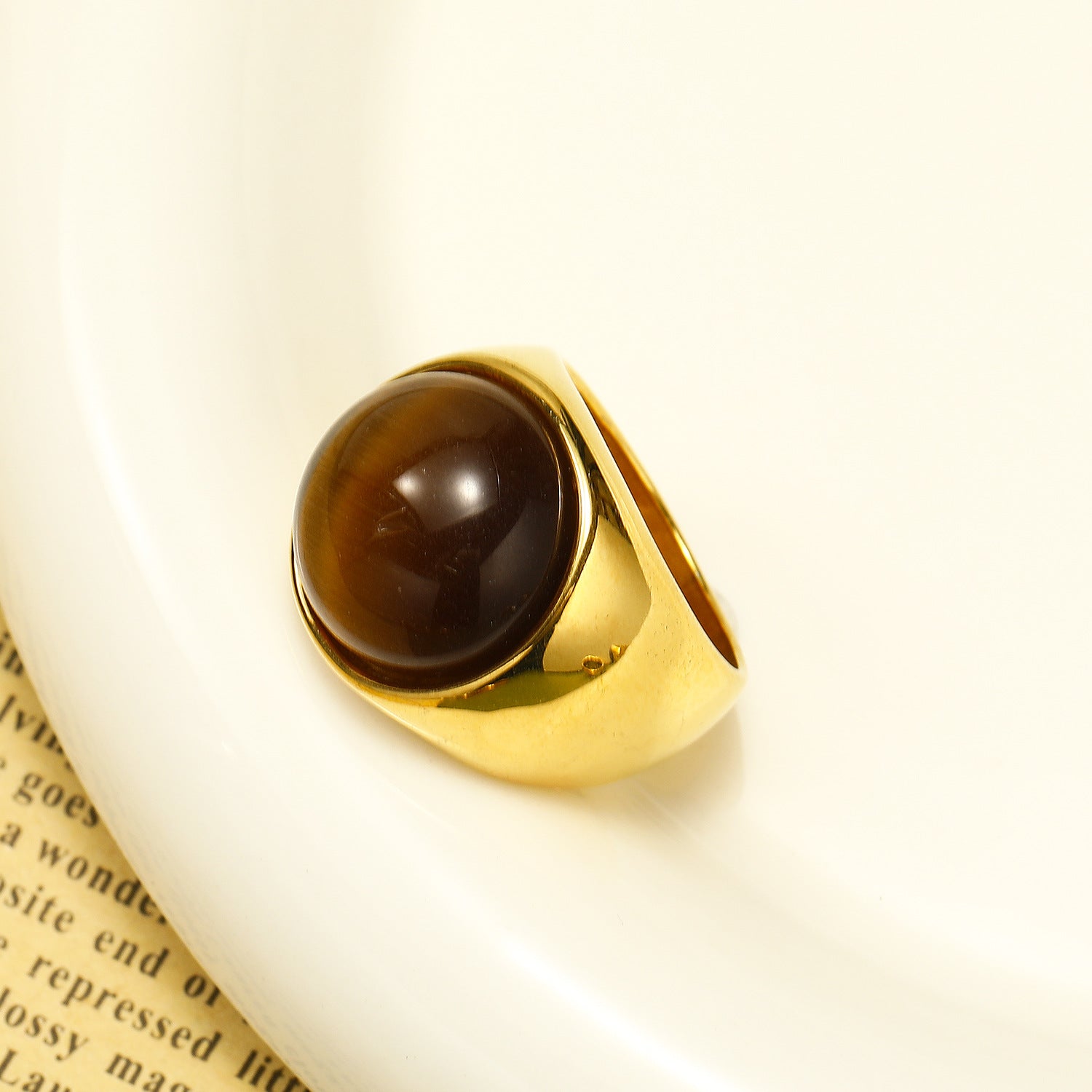 Beautiful Large Cat's Eye Gemstone Ring - Liora