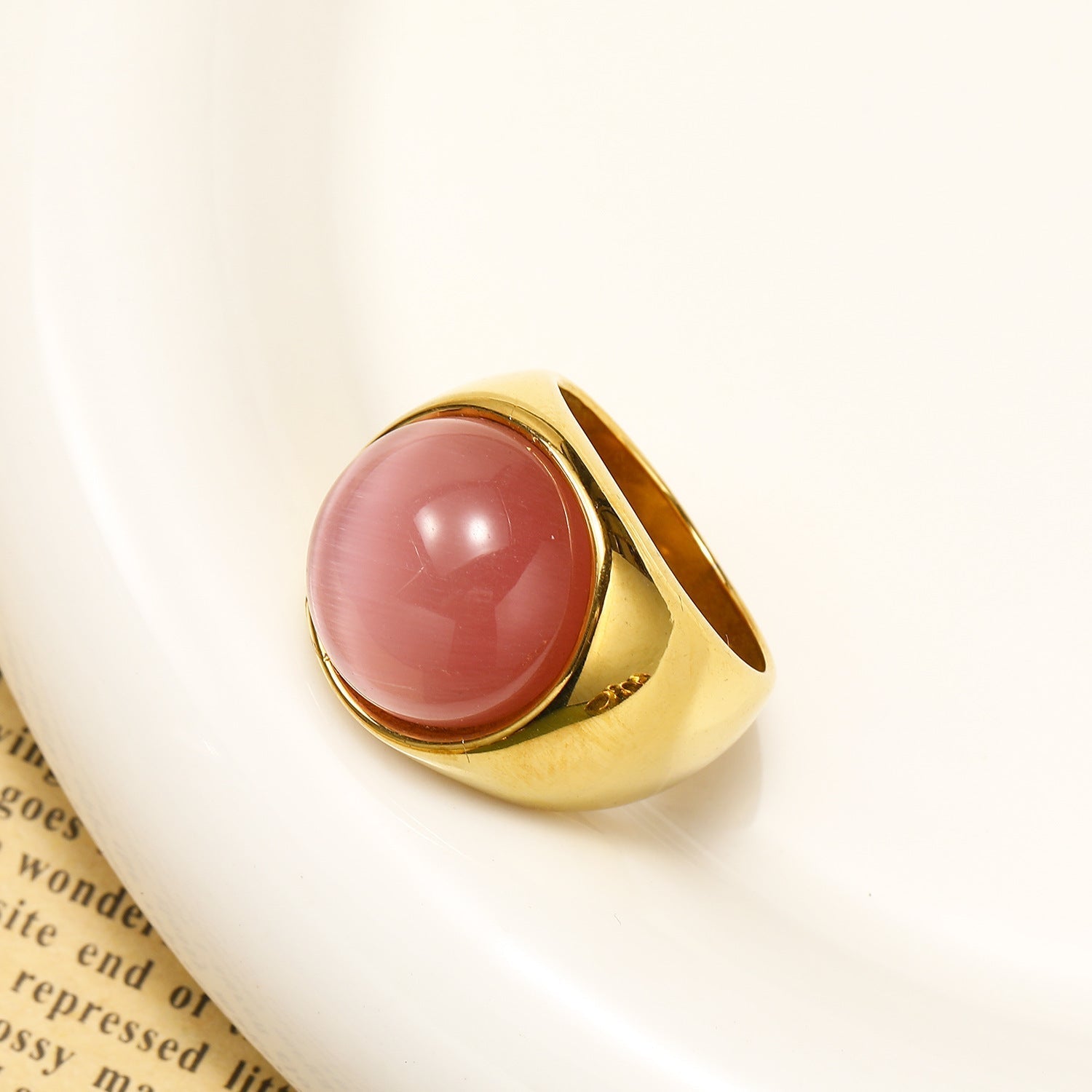 Beautiful Large Cat's Eye Gemstone Ring - Liora