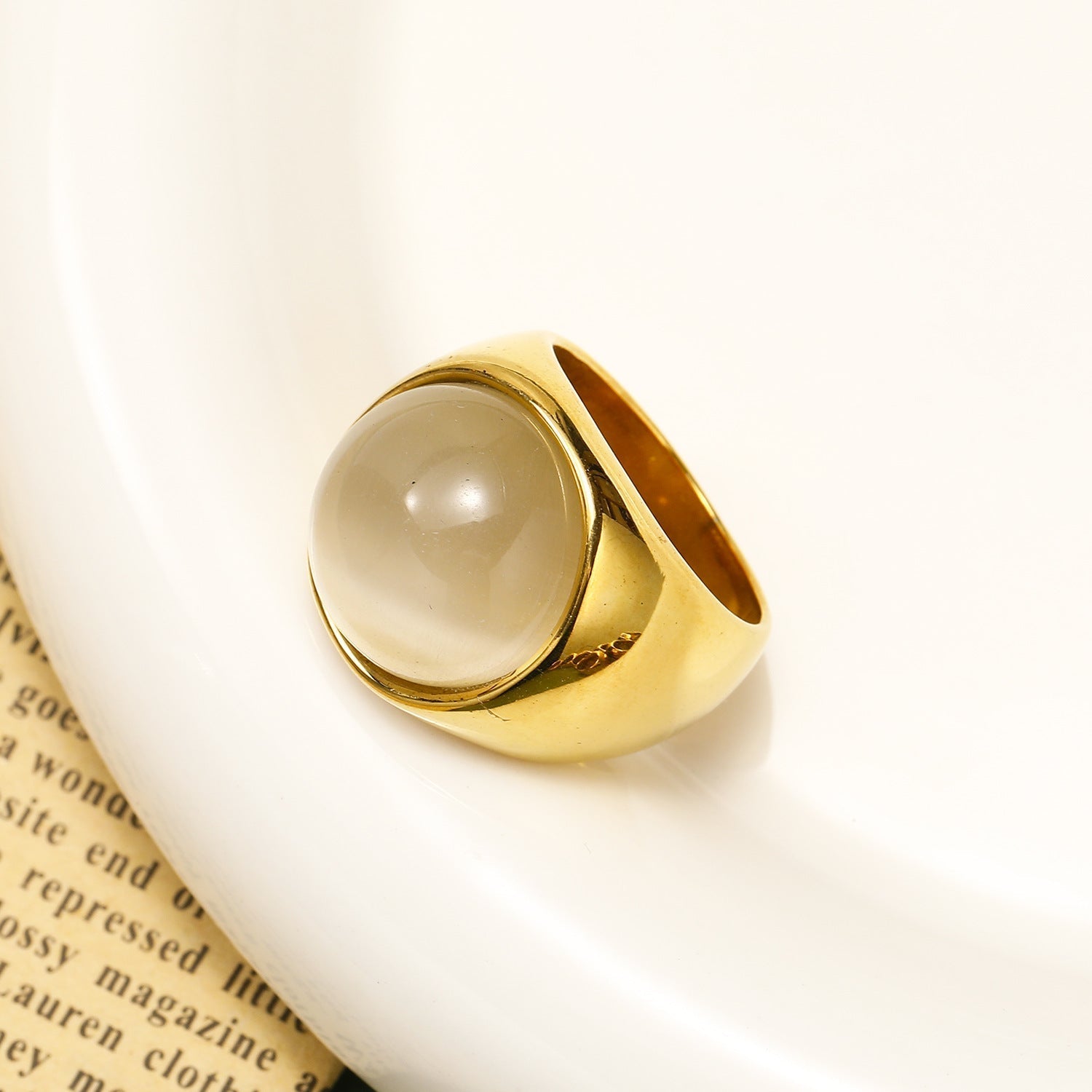 Beautiful Large Cat's Eye Gemstone Ring - Liora