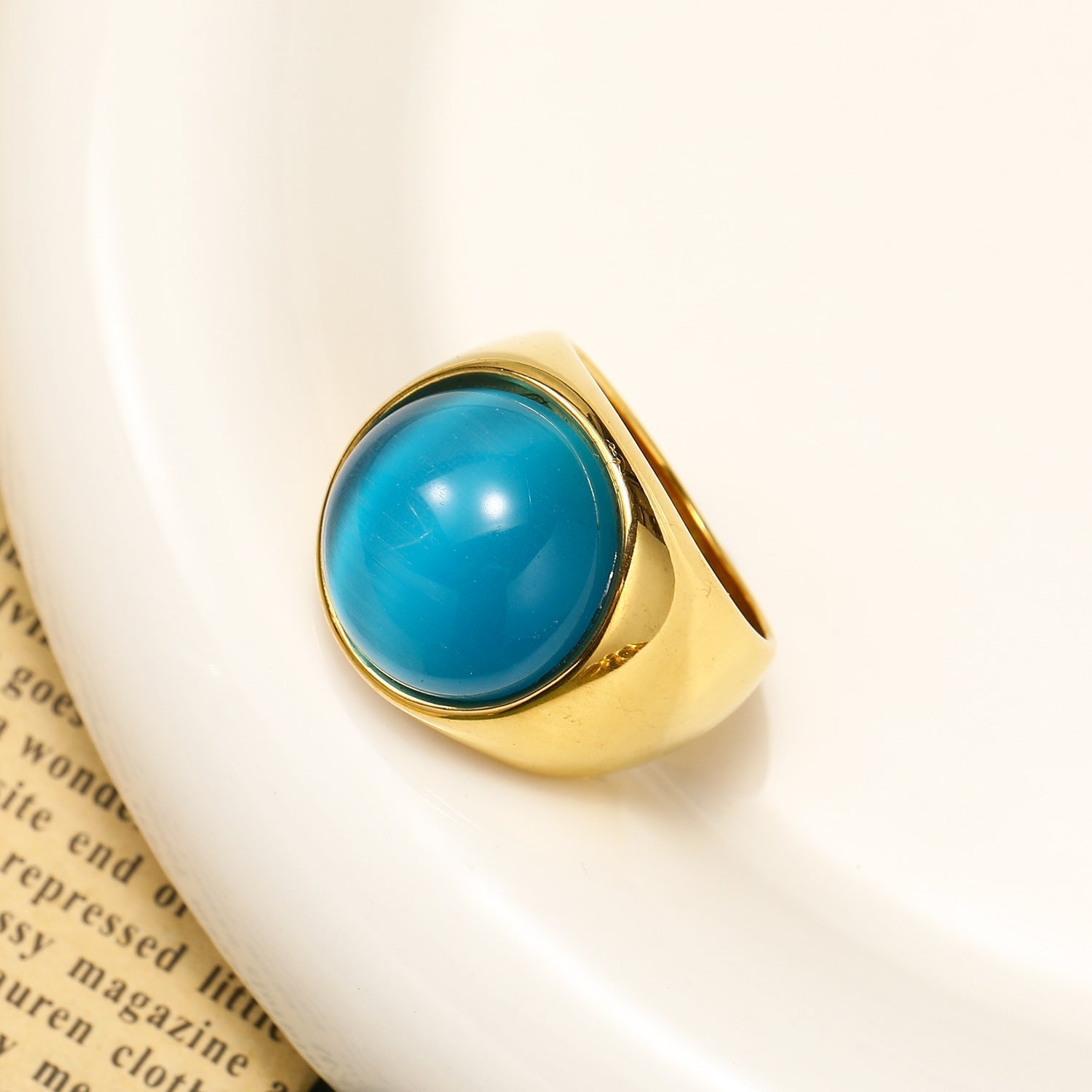 Beautiful Large Cat's Eye Gemstone Ring - Liora