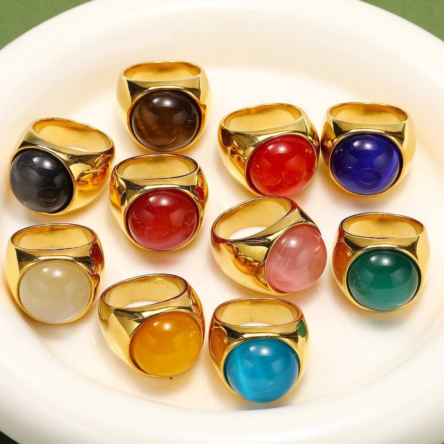 Beautiful Large Cat's Eye Gemstone Ring - Liora