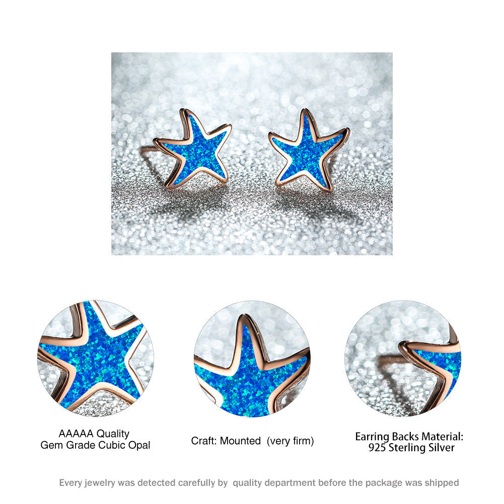 Marina's stunning blue opal starfish earrings