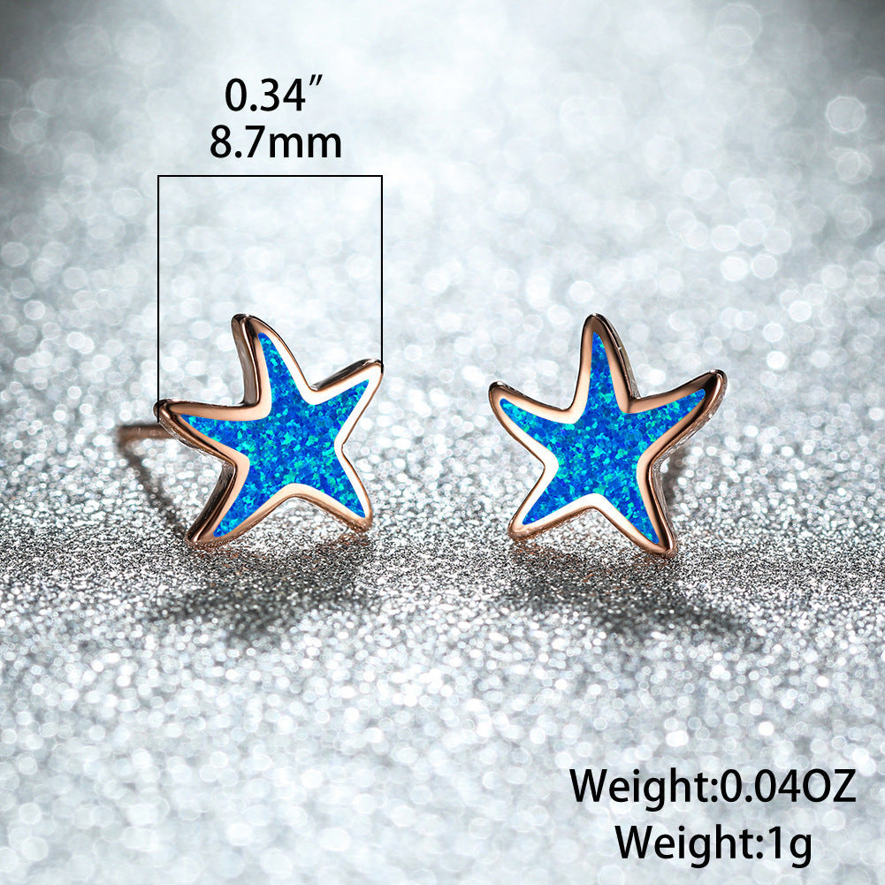 Marina's stunning blue opal starfish earrings