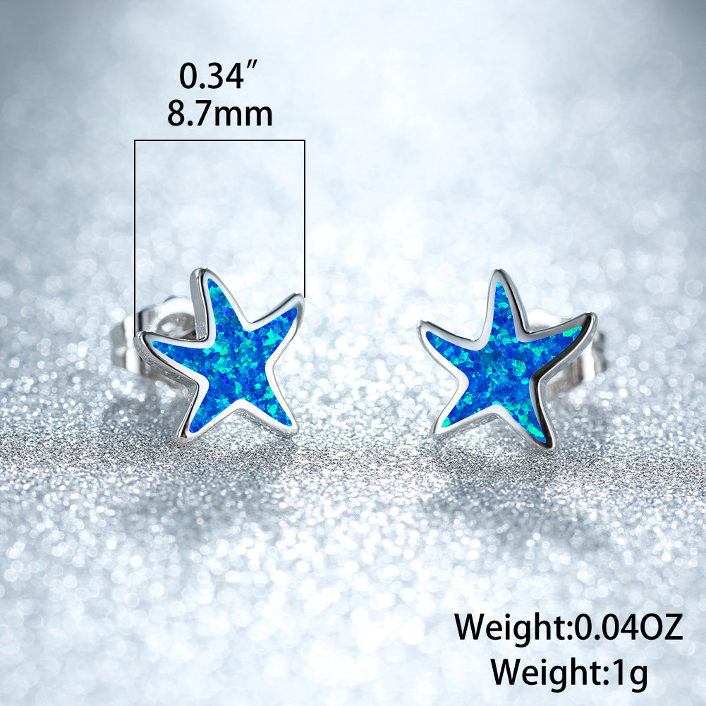 Marina's stunning blue opal starfish earrings