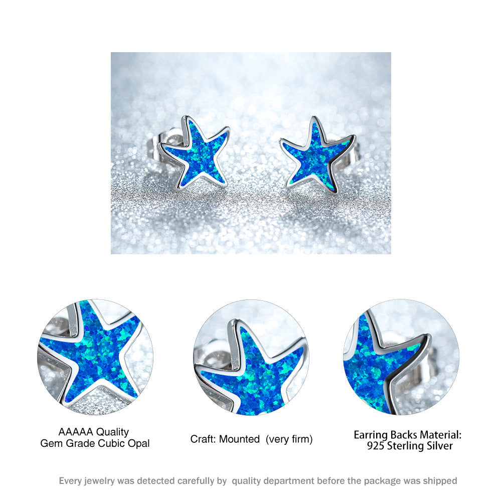 Marina's stunning blue opal starfish earrings