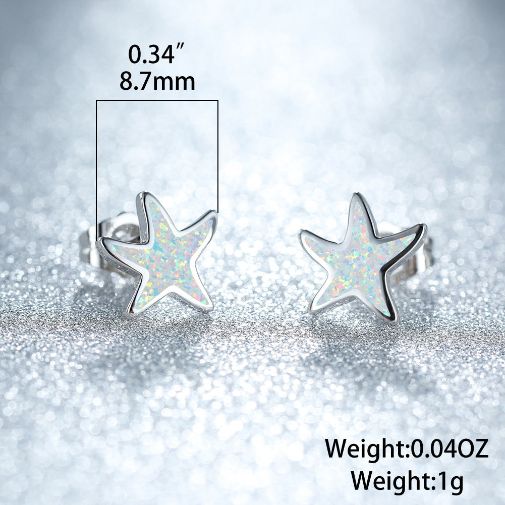 Marina's stunning blue opal starfish earrings