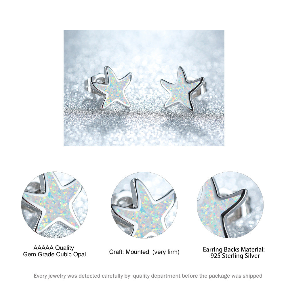 Marina's stunning blue opal starfish earrings