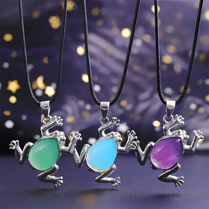 Gaia Natural Crystals Meditation Necklace with Frog Design 