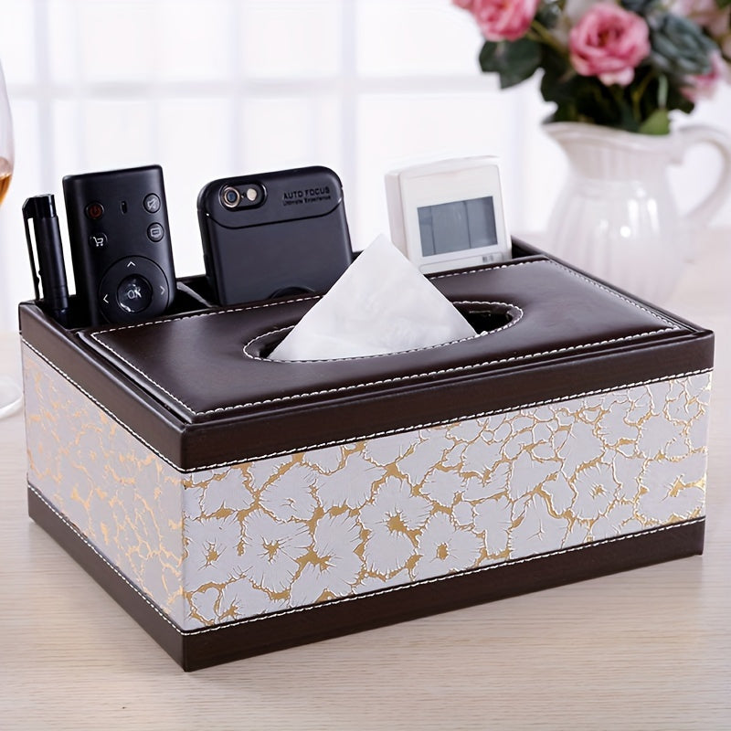 Chic Organizer - Luxurious Faux Leather Storage Box with 4 Compartments
