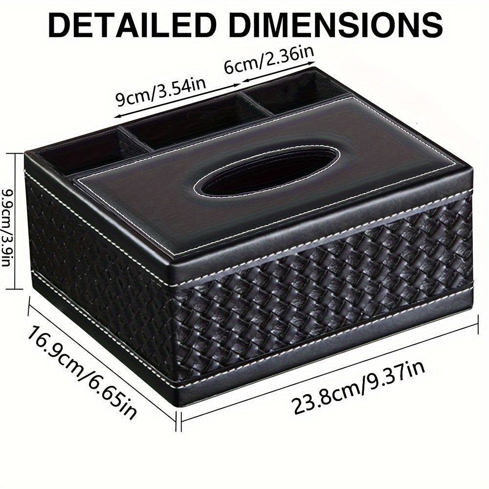 Chic Organizer - Luxurious Faux Leather Storage Box with 4 Compartments