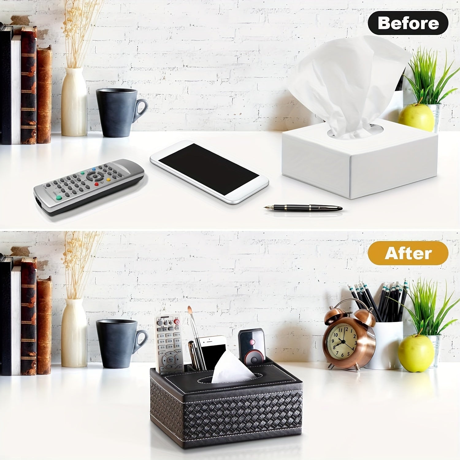 Chic Organizer - Luxurious Faux Leather Storage Box with 4 Compartments