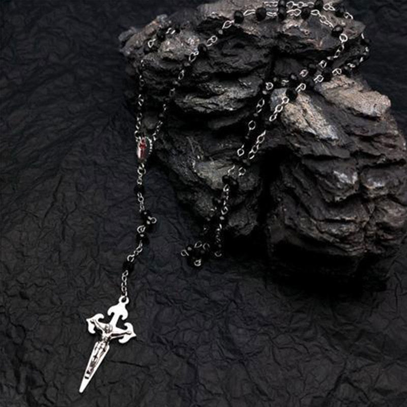 Elara Heart-Shaped Cat's Eye Rosary Necklace - Unique Elegance for Your Style