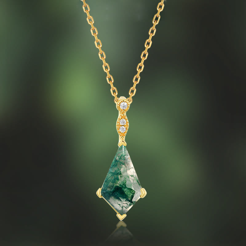 Elegant Moosagaat and White Zircon Jewelry Set - Lana