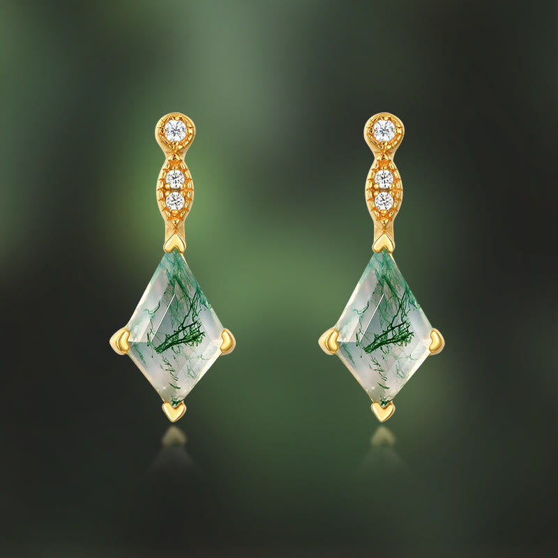Elegant Moosagaat and White Zircon Jewelry Set - Lana