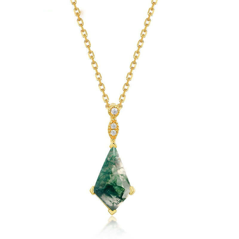 Elegant Moosagaat and White Zircon Jewelry Set - Lana