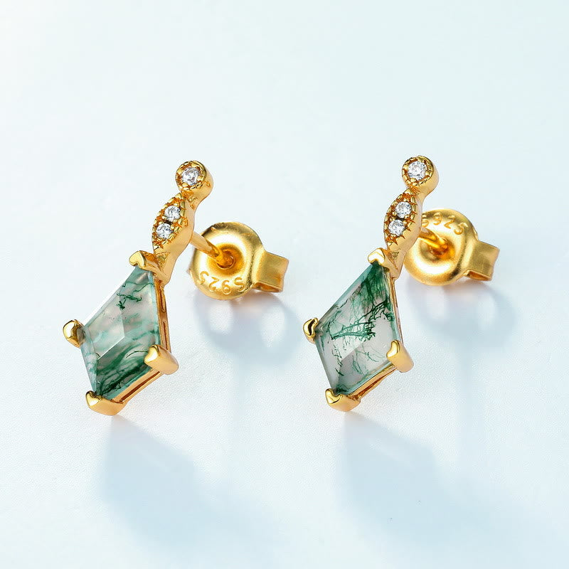 Elegant Moosagaat and White Zircon Jewelry Set - Lana