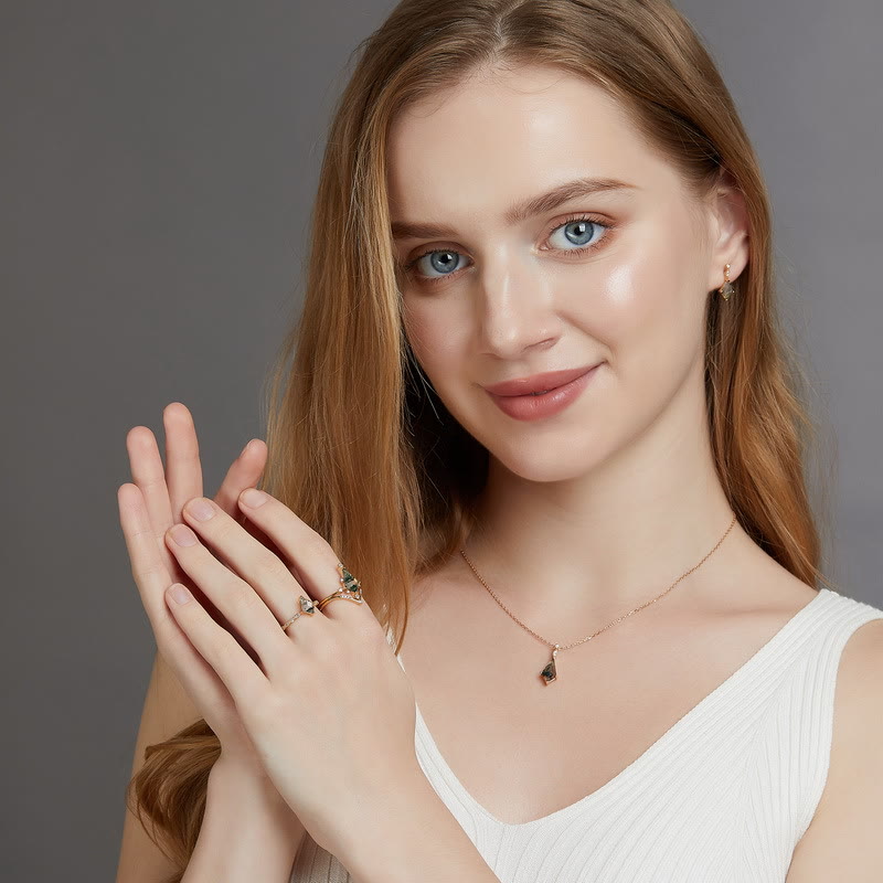 Elegant Moosagaat and White Zircon Jewelry Set - Lana