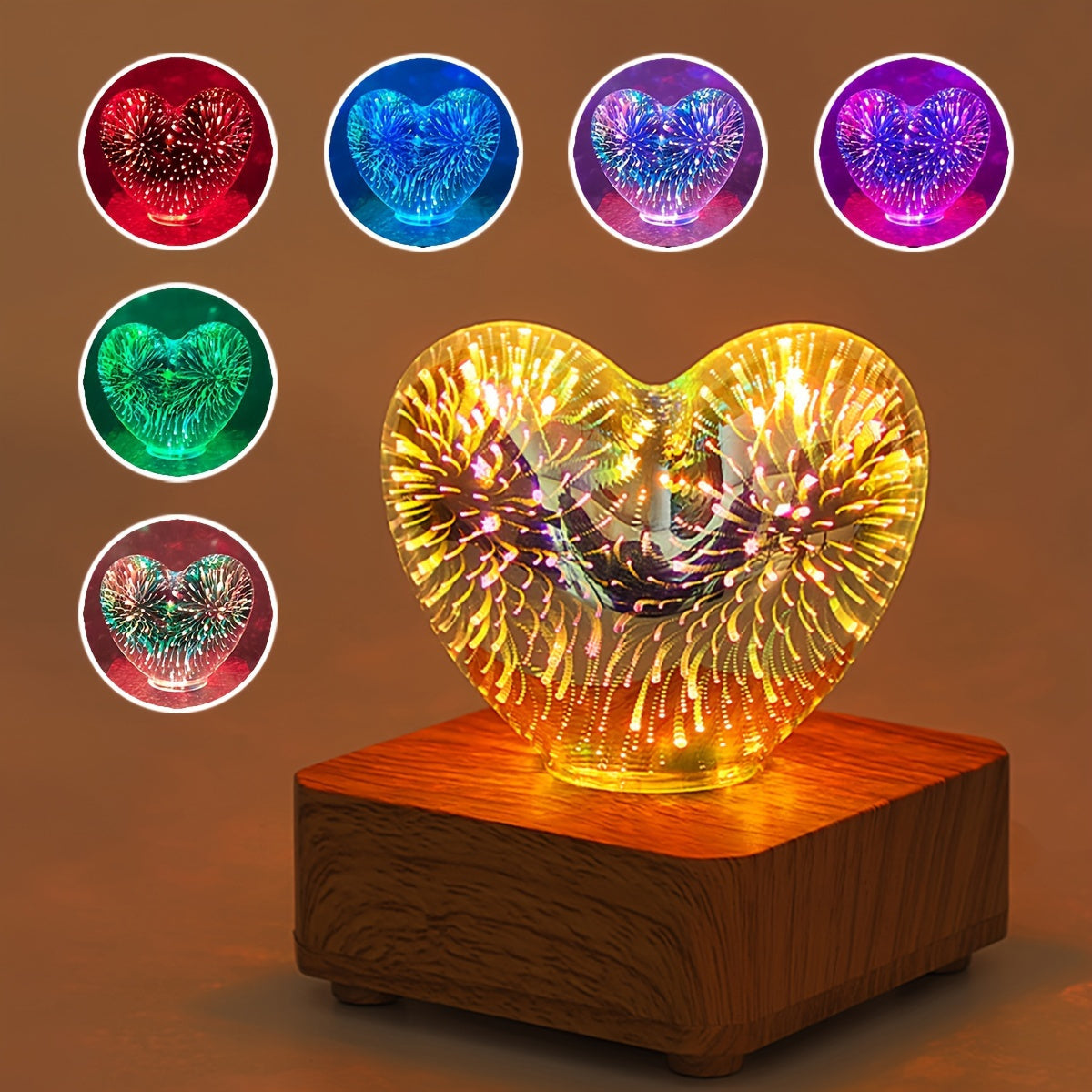 HeartGlow - 3D Heart LED Night Light - USB Lighting