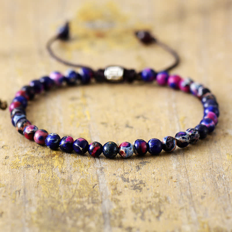 Adjustable Braided Bracelet with Natural Stone Beads - Aisha
