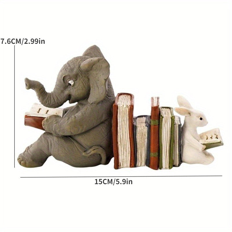 Charming - Playful Elephant and Rabbit Bookends