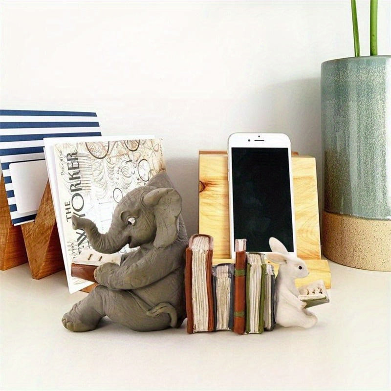 Charming - Playful Elephant and Rabbit Bookends