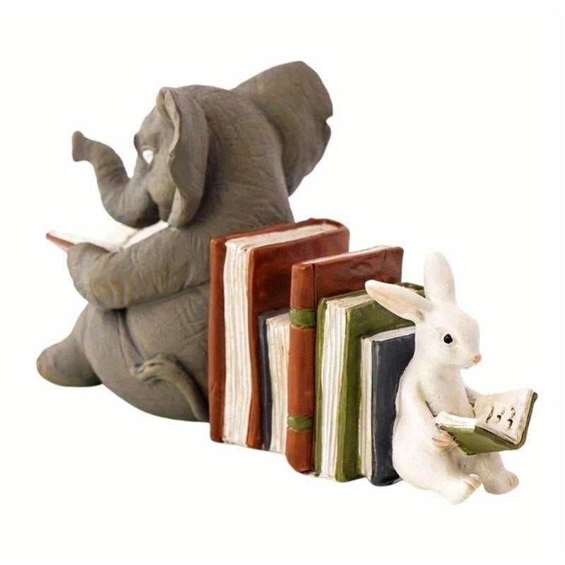Charming - Playful Elephant and Rabbit Bookends