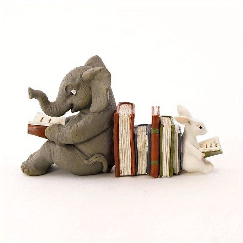 Charming - Playful Elephant and Rabbit Bookends
