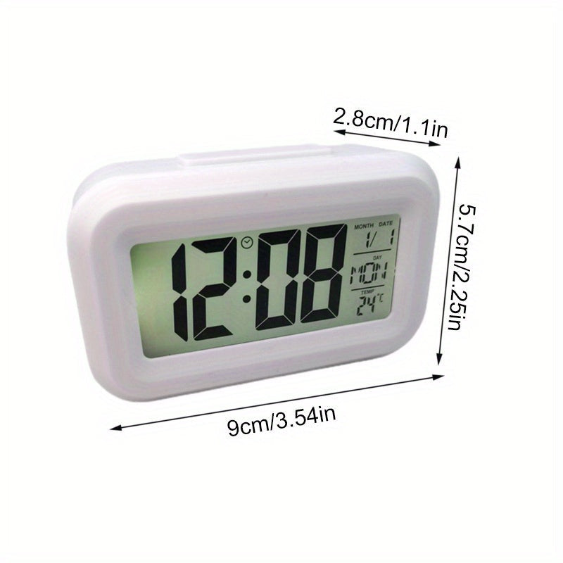 SmartAlarm Clock – Compact LCD Alarm Clock with Sound and Temperature