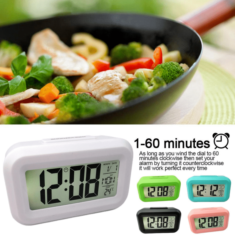 SmartAlarm Clock – Compact LCD Alarm Clock with Sound and Temperature