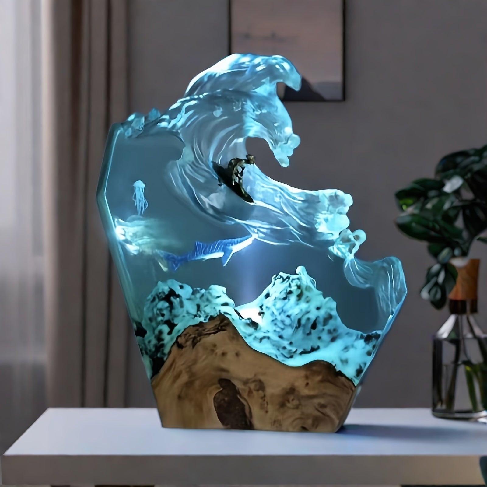 OceanGlow Lamp - Unique Resin Lamp with Whale Pattern