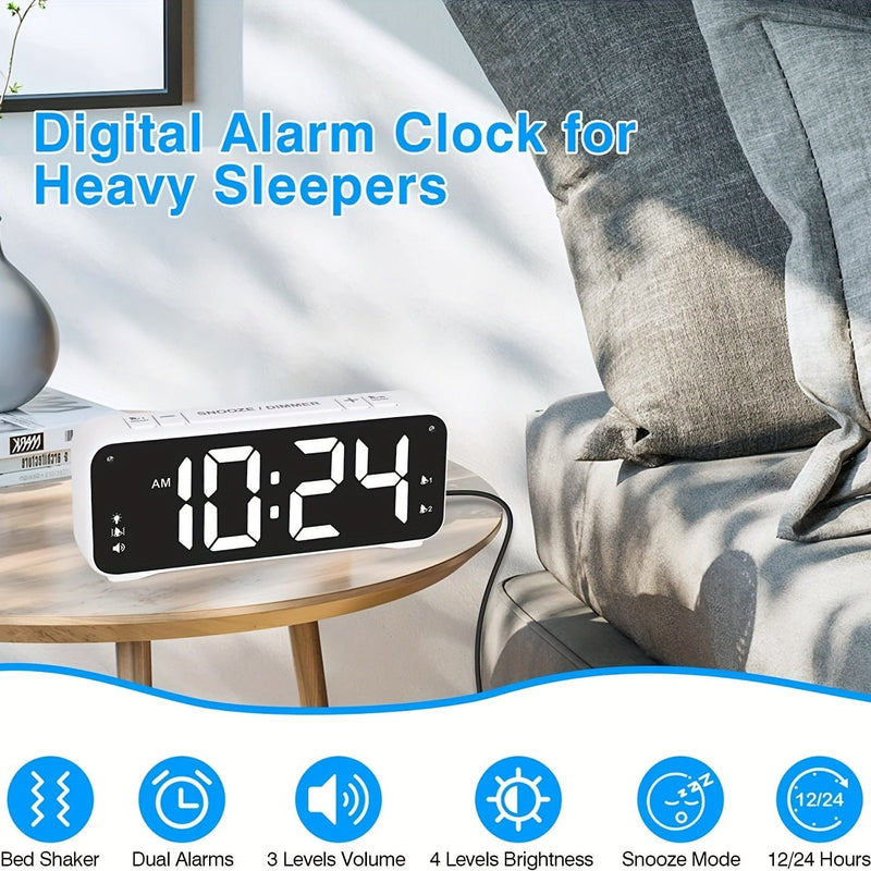 LoudClock - Premium Vibrerande Väckarklocka med LED Skärm