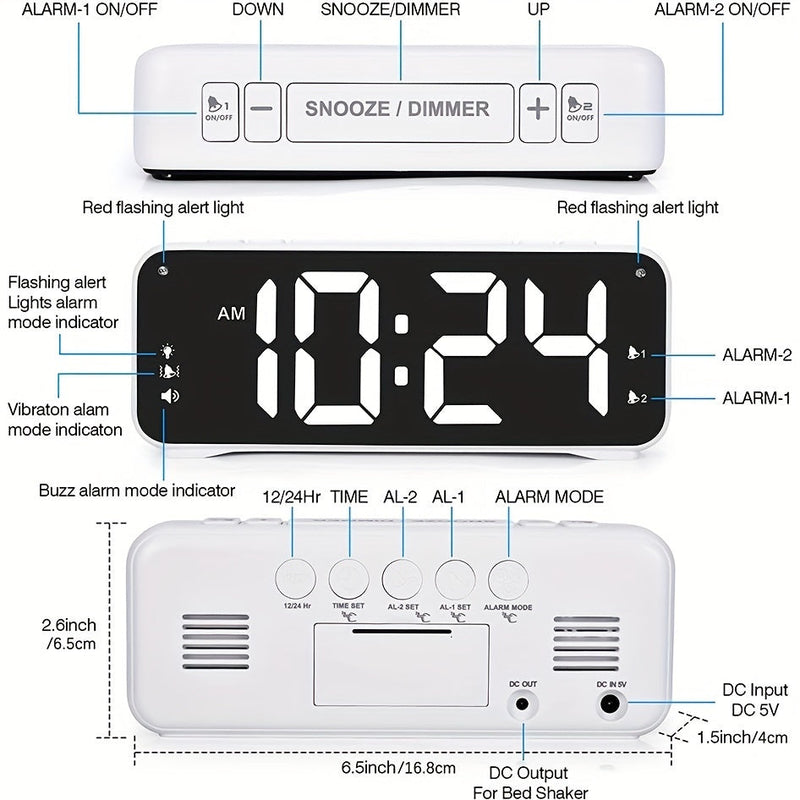 LoudClock - Premium Vibrerande Väckarklocka med LED Skärm