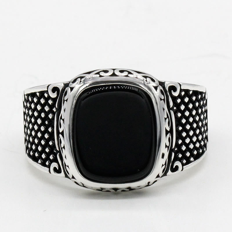 Elegant Black Onyx and Silver Ring for the Modern Man - Max