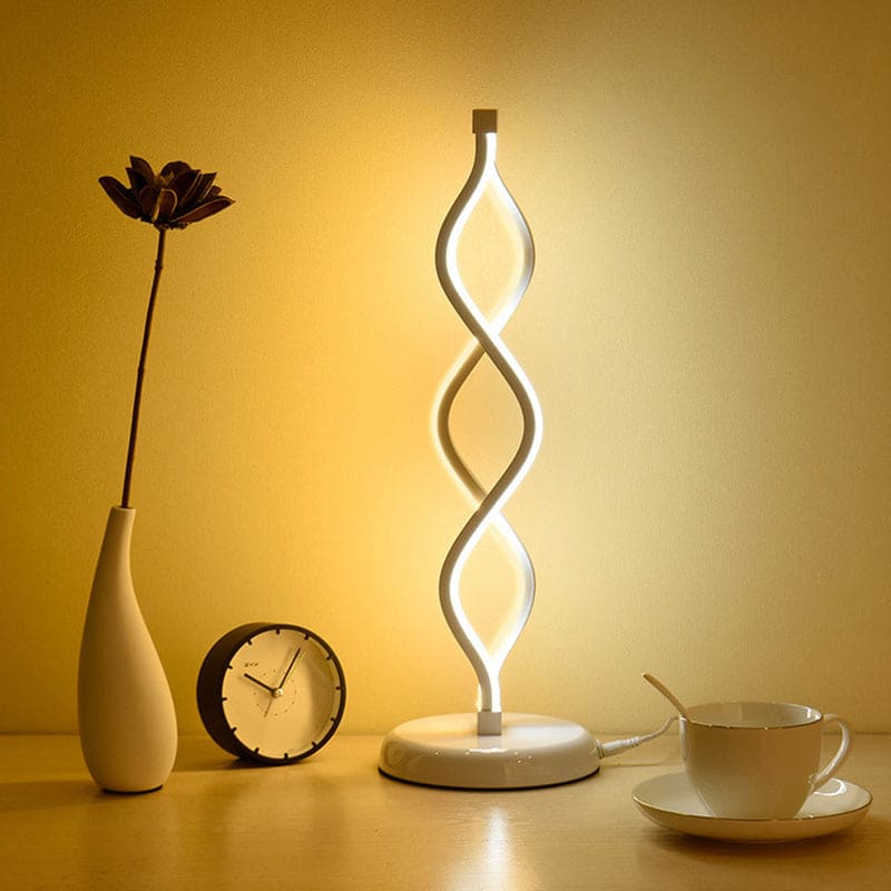 Elegant White LED Spiral Table Lamp – Perfect for Stylish Spaces