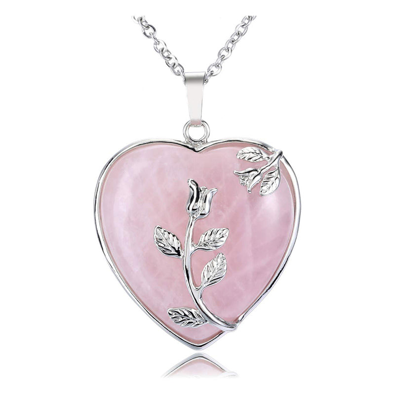 Elegant heart-shaped rose quartz necklace - Amara Collection