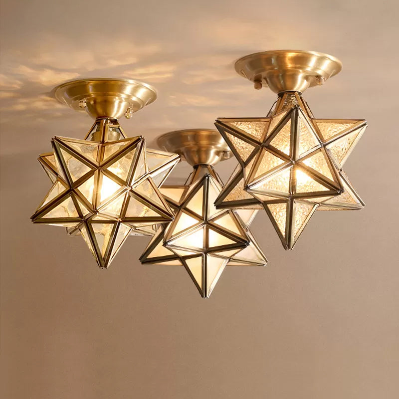 StarLuxe Ceiling Lamp - Traditional Brass Ceiling Lamp with Glass