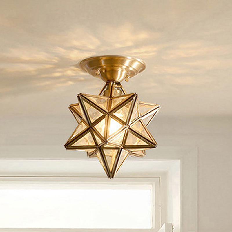 StarLuxe Ceiling Lamp - Traditional Brass Ceiling Lamp with Glass