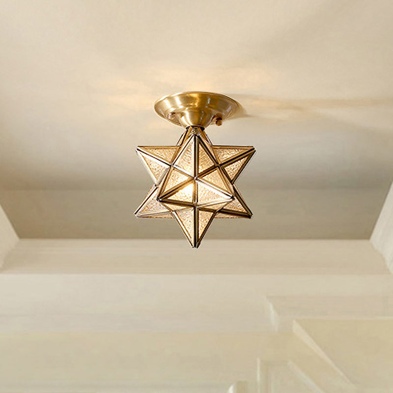 StarLuxe Ceiling Lamp - Traditional Brass Ceiling Lamp with Glass