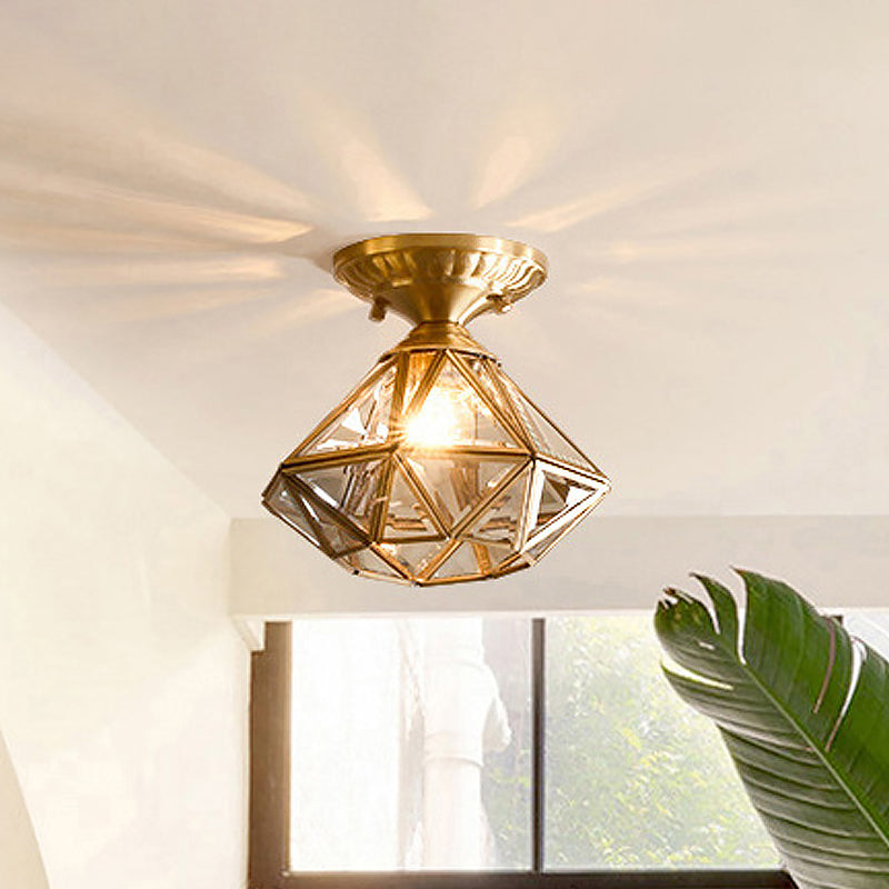 StarLuxe Ceiling Lamp - Traditional Brass Ceiling Lamp with Glass