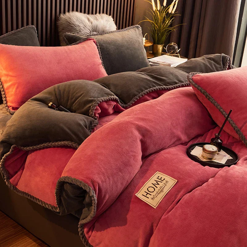 PlushHaven Luxe Sammet Påslakan Set – Kingsize Värme & Komfort