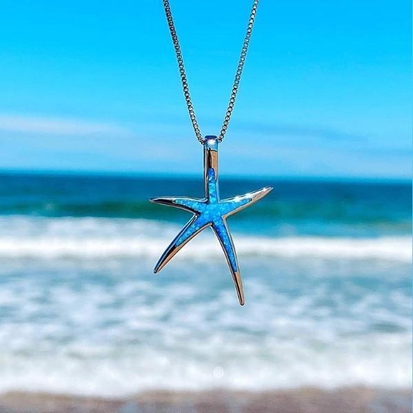 Stunning Blue Opal Starfish Necklace - Maris 