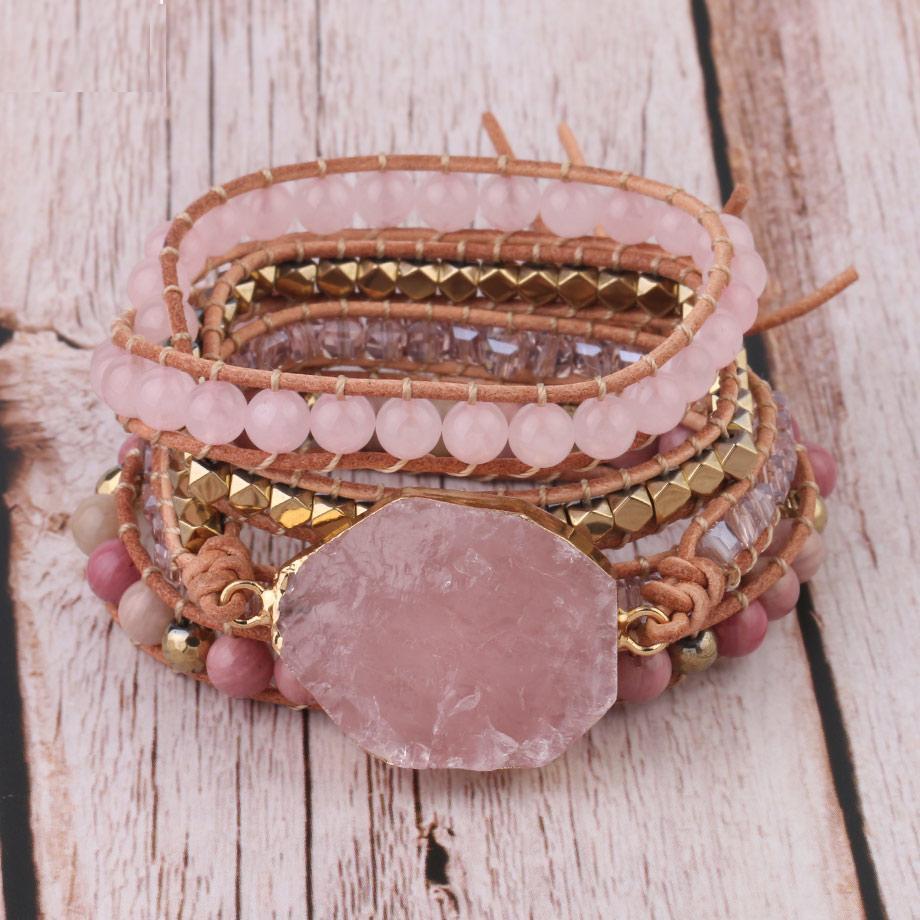 Amoria Bracelet – Elegant Gold Rose Quartz Arm Candy