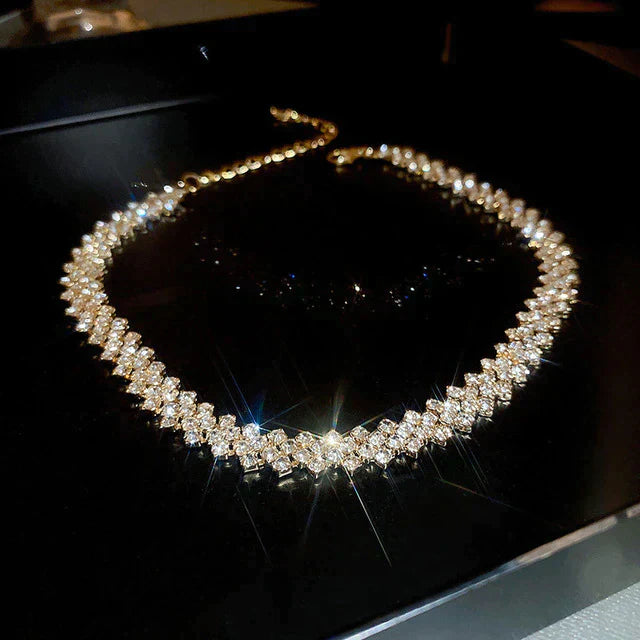 Golden Gala Choker with Sparkling Stones | Timeless Elegance and Finesse