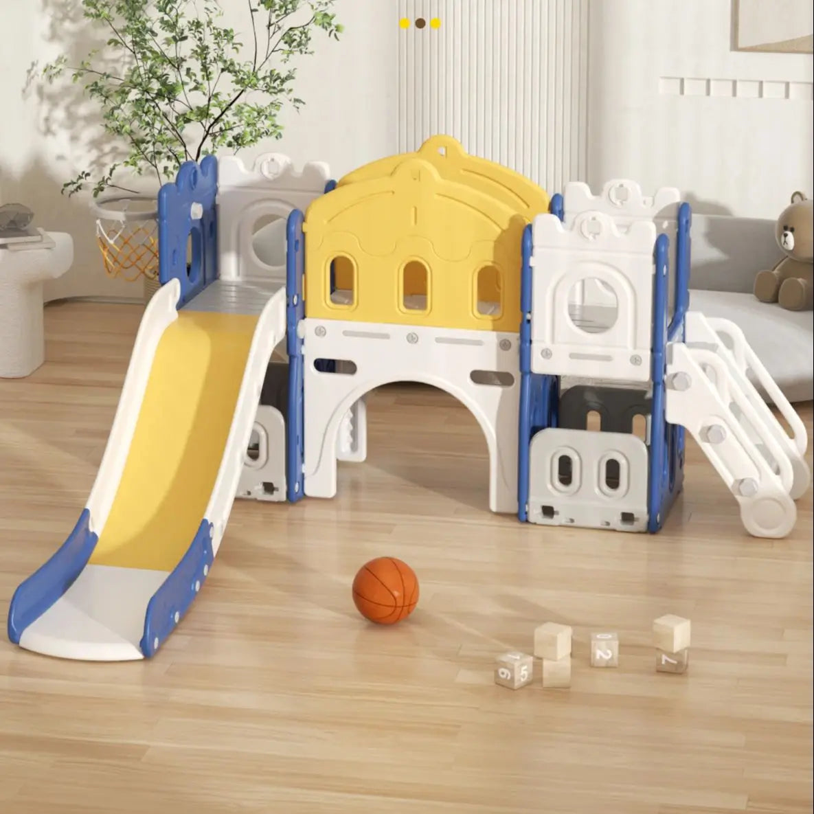 Mini Play Island with Multifunctional Swing and Slide Set